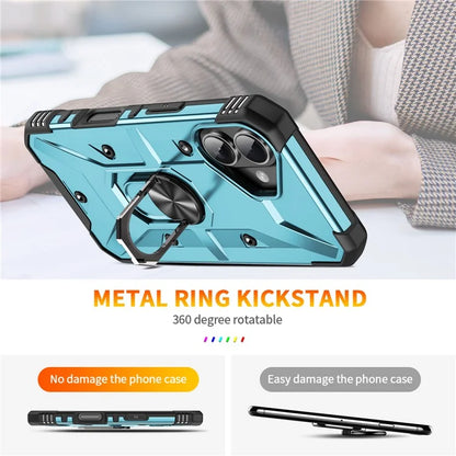 For iPhone 16 Plus Case PC+ TPU Anti-Drop Phone Cover with Ring Kickstand
