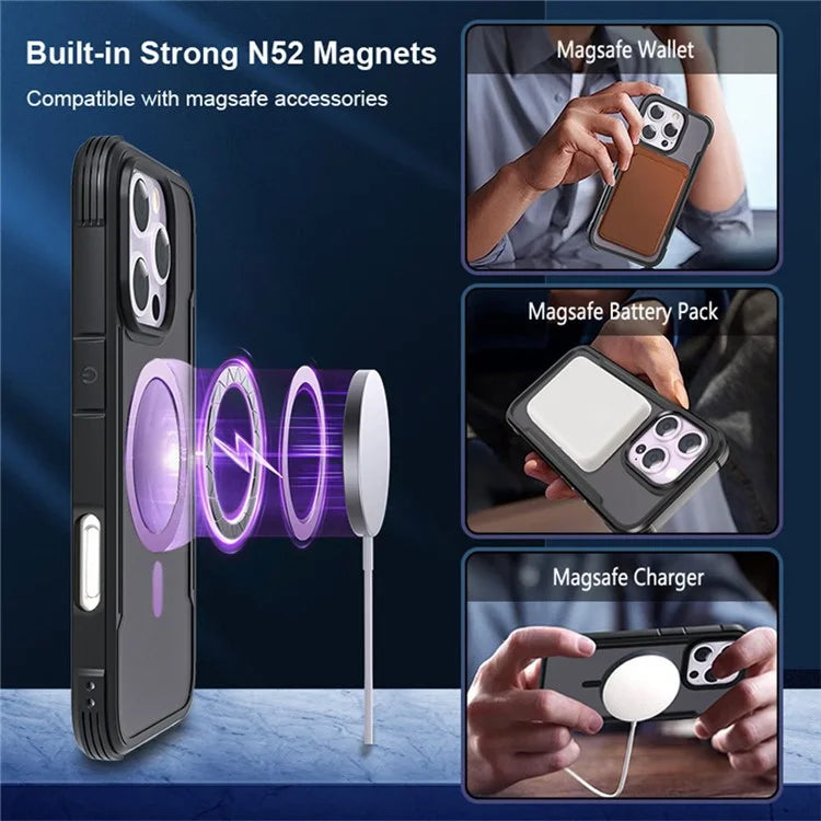 Thunder 3 Series For iPhone 15 Pro Case Compatible with MagSafe Skin-Touch PC+TPU Phone Cover
