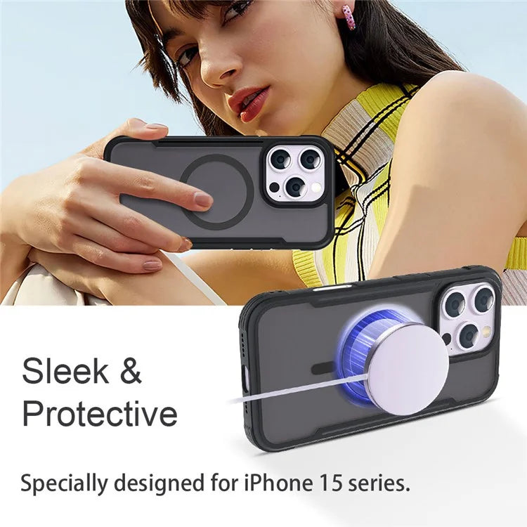 Thunder 3 Series For iPhone 15 Pro Case Compatible with MagSafe Skin-Touch PC+TPU Phone Cover