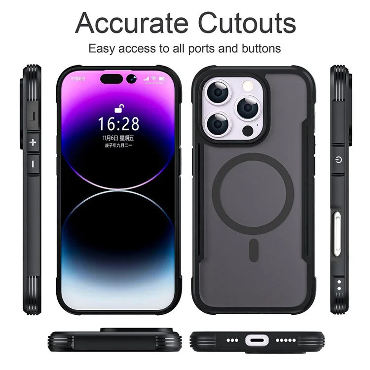 Thunder 3 Series For iPhone 15 Pro Case Compatible with MagSafe Skin-Touch PC+TPU Phone Cover
