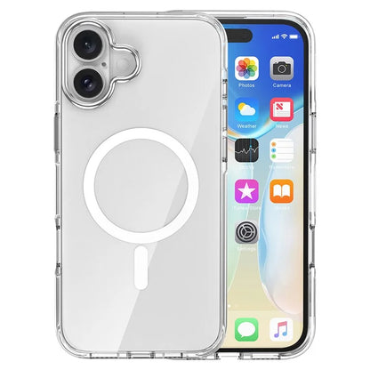 For iPhone 16 Plus Case Compatible with MagSafe Airbag Design PC+TPU Clear Phone Cover