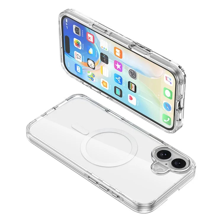 For iPhone 16 Plus Case Compatible with MagSafe Airbag Design PC+TPU Clear Phone Cover