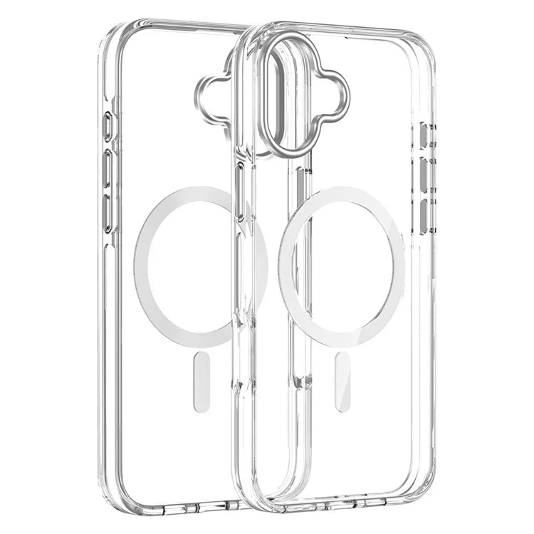 For iPhone 16 Plus Case Compatible with MagSafe Airbag Design PC+TPU Clear Phone Cover