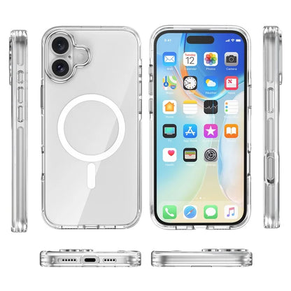 For iPhone 16 Plus Case Compatible with MagSafe Airbag Design PC+TPU Clear Phone Cover