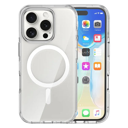 For iPhone 16 Pro Max Case Compatible with MagSafe Airbag Design PC+TPU Clear Phone Cover