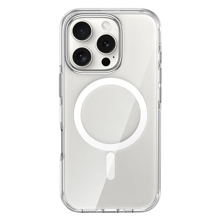 For iPhone 16 Pro Max Case Compatible with MagSafe Airbag Design PC+TPU Clear Phone Cover