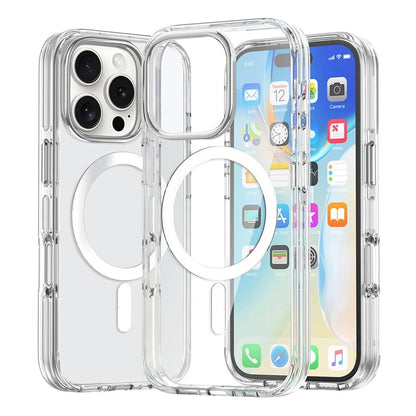 For iPhone 16 Pro Max Case Compatible with MagSafe Airbag Design PC+TPU Clear Phone Cover