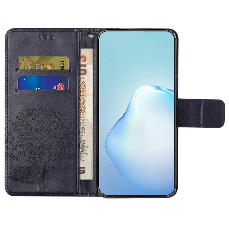 For Motorola Moto G35 5G Case PU Leather Owl Tree Imprinted Wallet Phone Cover