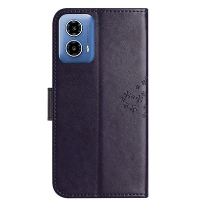 For Motorola Moto G35 5G Case PU Leather Owl Tree Imprinted Wallet Phone Cover