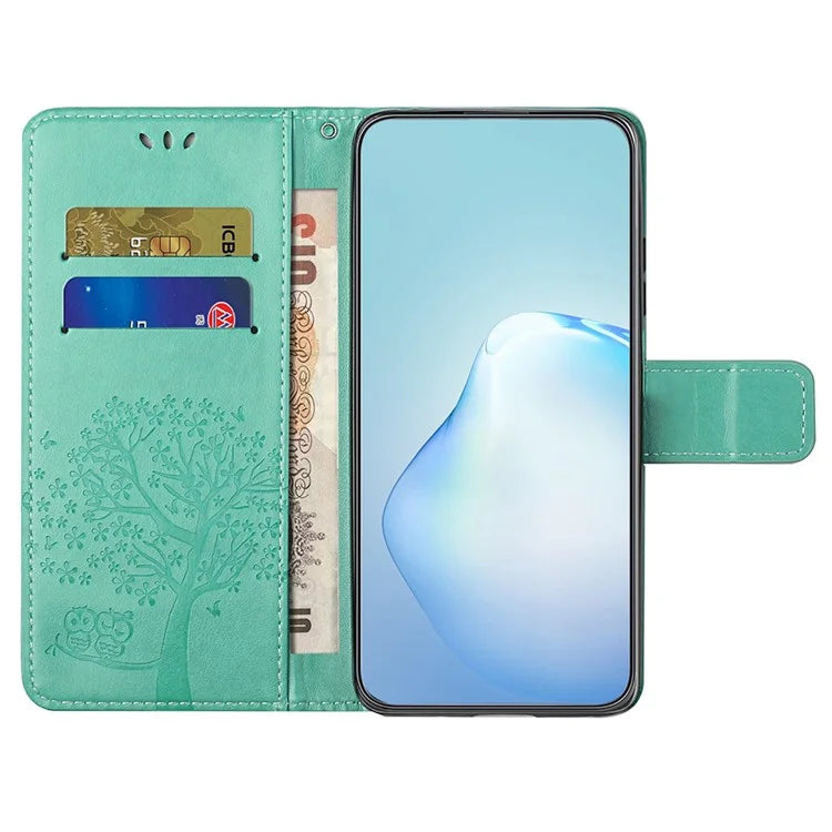 For Motorola Moto G35 5G Case PU Leather Owl Tree Imprinted Wallet Phone Cover