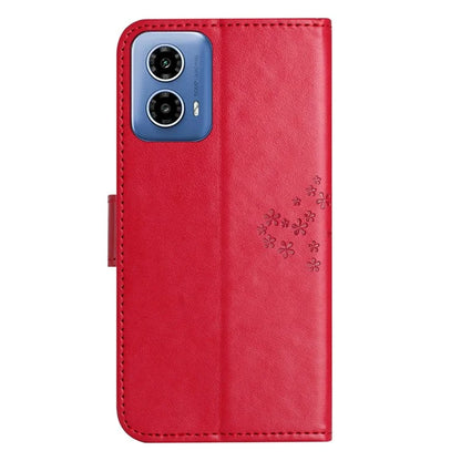 For Motorola Moto G35 5G Case PU Leather Owl Tree Imprinted Wallet Phone Cover