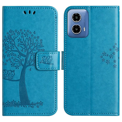 For Motorola Moto G35 5G Case PU Leather Owl Tree Imprinted Wallet Phone Cover