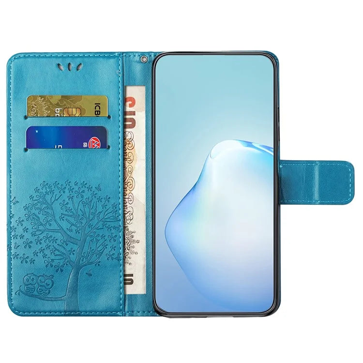 For Motorola Moto G35 5G Case PU Leather Owl Tree Imprinted Wallet Phone Cover