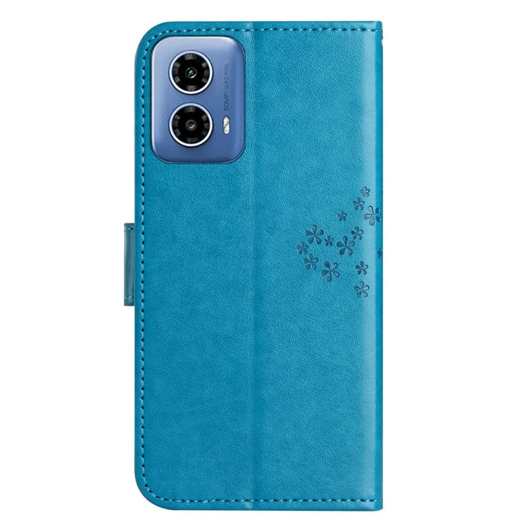 For Motorola Moto G35 5G Case PU Leather Owl Tree Imprinted Wallet Phone Cover