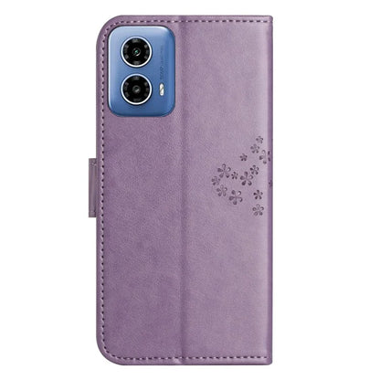 For Motorola Moto G35 5G Case PU Leather Owl Tree Imprinted Wallet Phone Cover