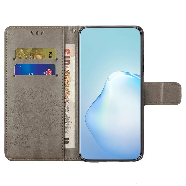 For Motorola Moto G35 5G Case PU Leather Owl Tree Imprinted Wallet Phone Cover