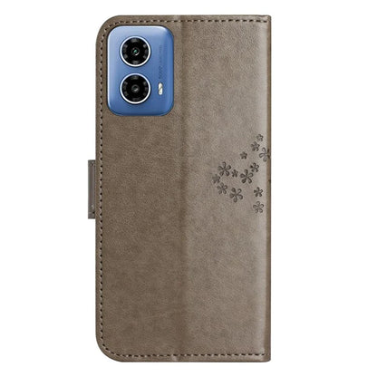 For Motorola Moto G35 5G Case PU Leather Owl Tree Imprinted Wallet Phone Cover