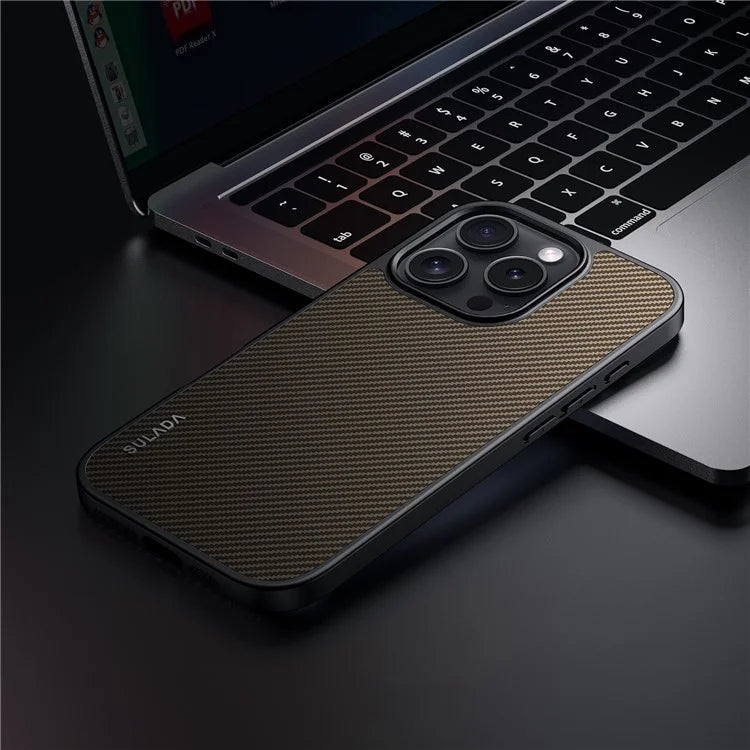 SULADA For iPhone 16 Pro Max Case Compatible with MagSafe Metal Lens Frame PU+TPU Phone Cover