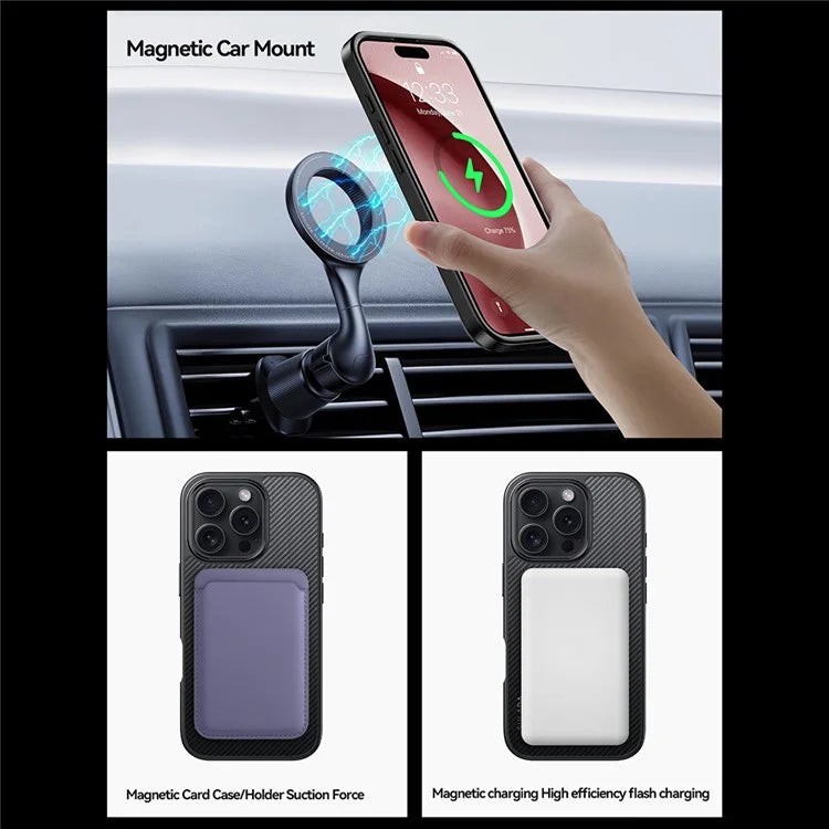 SULADA For iPhone 16 Pro Max Case Compatible with MagSafe Metal Lens Frame PU+TPU Phone Cover