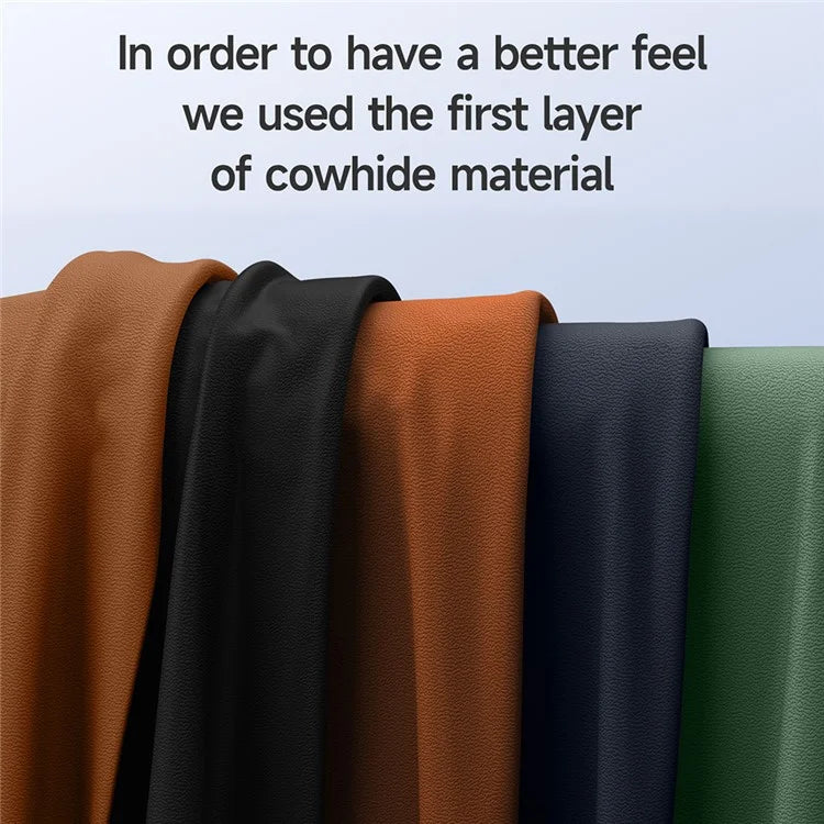 For iPhone 16 Plus Case Compatible with MagSafe Genuine Cow Leather+PC Kickstand Phone Cover