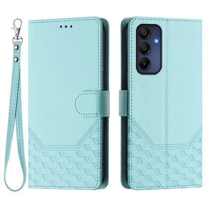 For Samsung Galaxy A16 5G Case Imprinted Honeycomb RFID Blocking Leather Phone Cover with Strap