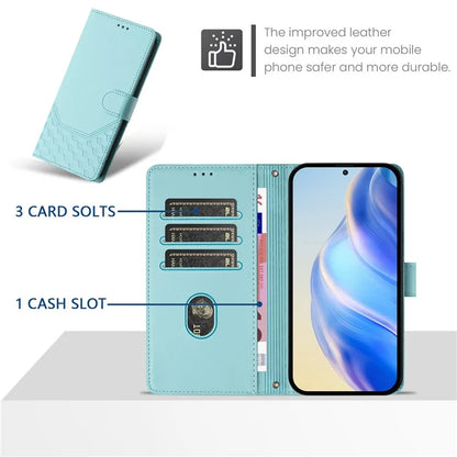 For Samsung Galaxy A16 5G Case Imprinted Honeycomb RFID Blocking Leather Phone Cover with Strap