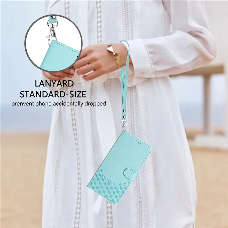 For Samsung Galaxy A16 5G Case Imprinted Honeycomb RFID Blocking Leather Phone Cover with Strap