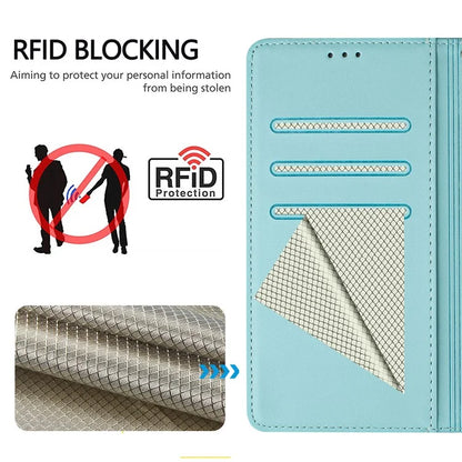 For Samsung Galaxy A16 5G Case Imprinted Honeycomb RFID Blocking Leather Phone Cover with Strap