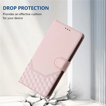 For Samsung Galaxy A16 5G Case Imprinted Honeycomb RFID Blocking Leather Phone Cover with Strap