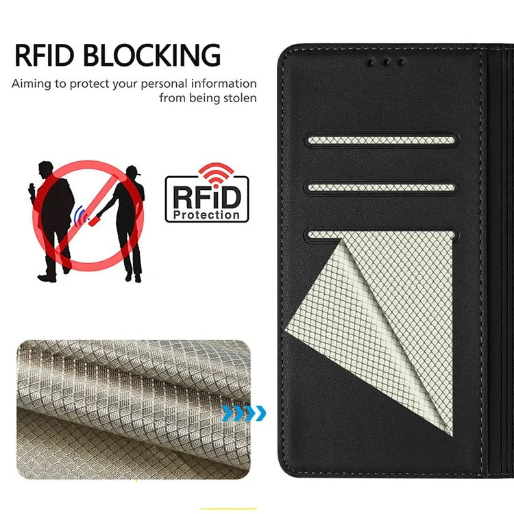 For Samsung Galaxy A16 5G Case Imprinted Honeycomb RFID Blocking Leather Phone Cover with Strap