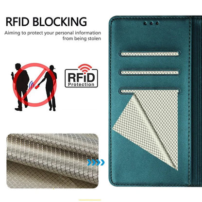 For Samsung Galaxy A16 5G Case Imprinted Honeycomb RFID Blocking Leather Phone Cover with Strap
