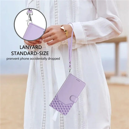 For Samsung Galaxy A16 5G Case Imprinted Honeycomb RFID Blocking Leather Phone Cover with Strap
