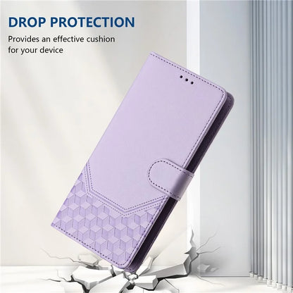 For Samsung Galaxy A16 5G Case Imprinted Honeycomb RFID Blocking Leather Phone Cover with Strap