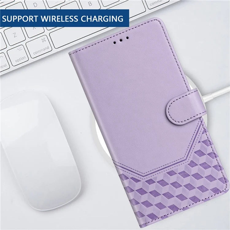 For Samsung Galaxy A16 5G Case Imprinted Honeycomb RFID Blocking Leather Phone Cover with Strap