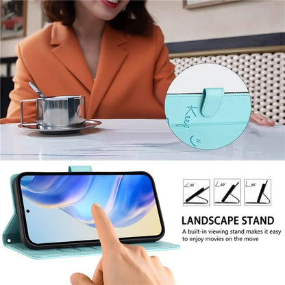 For Samsung Galaxy A16 5G Case Smile Imprinted RFID Blocking Leather Phone Cover with Strap