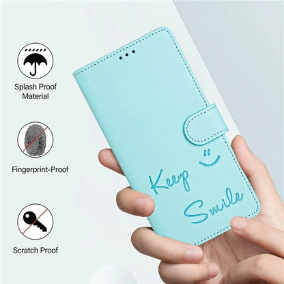 For Samsung Galaxy A16 5G Case Smile Imprinted RFID Blocking Leather Phone Cover with Strap