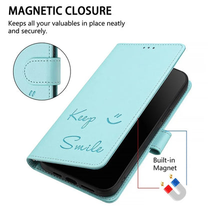 For Samsung Galaxy A16 5G Case Smile Imprinted RFID Blocking Leather Phone Cover with Strap