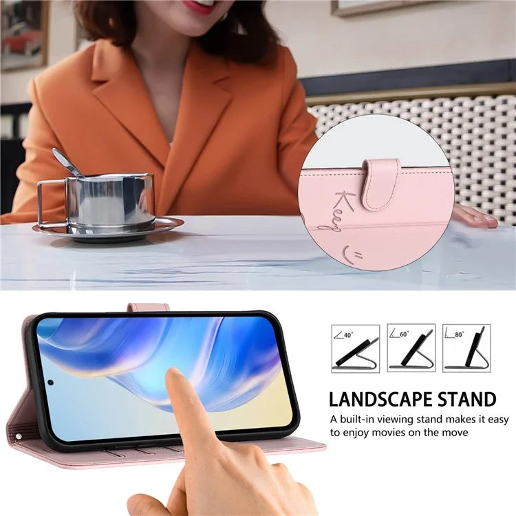 For Samsung Galaxy A16 5G Case Smile Imprinted RFID Blocking Leather Phone Cover with Strap
