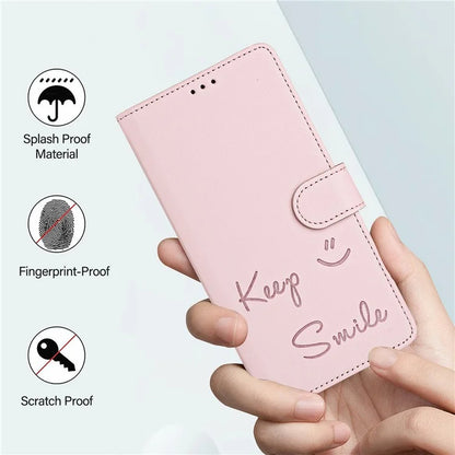 For Samsung Galaxy A16 5G Case Smile Imprinted RFID Blocking Leather Phone Cover with Strap