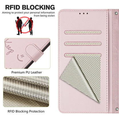 For Samsung Galaxy A16 5G Case Smile Imprinted RFID Blocking Leather Phone Cover with Strap