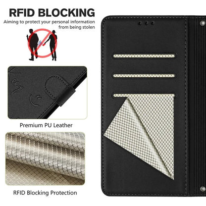 For Samsung Galaxy A16 5G Case Smile Imprinted RFID Blocking Leather Phone Cover with Strap