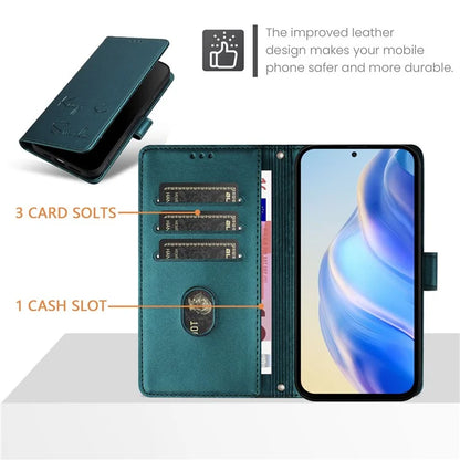 For Samsung Galaxy A16 5G Case Smile Imprinted RFID Blocking Leather Phone Cover with Strap