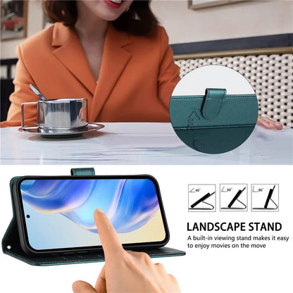 For Samsung Galaxy A16 5G Case Smile Imprinted RFID Blocking Leather Phone Cover with Strap