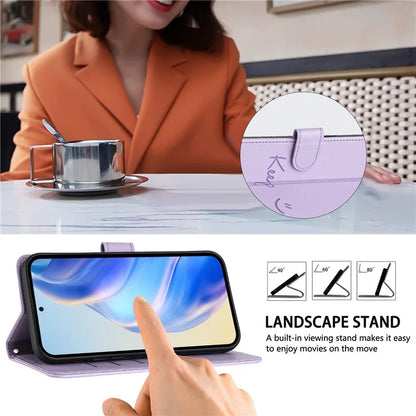 For Samsung Galaxy A16 5G Case Smile Imprinted RFID Blocking Leather Phone Cover with Strap