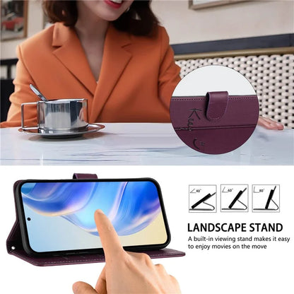 For Samsung Galaxy A16 5G Case Smile Imprinted RFID Blocking Leather Phone Cover with Strap