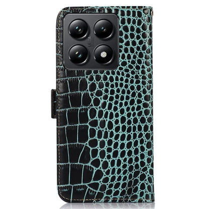 For Xiaomi 14T Pro Case Crocodile Texture Genuine Cow Leather Phone Wallet Cover