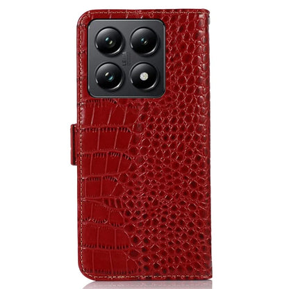 For Xiaomi 14T Pro Case Crocodile Texture Genuine Cow Leather Phone Wallet Cover