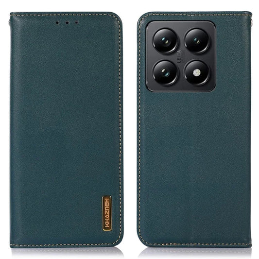 KHAZNEH For Xiaomi 14T Pro Case Genuine Cow Leather Wallet Phone Cover Nappa Texture