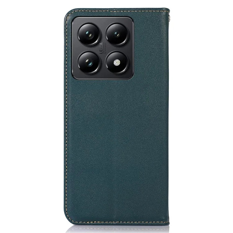 KHAZNEH For Xiaomi 14T Pro Case Genuine Cow Leather Wallet Phone Cover Nappa Texture