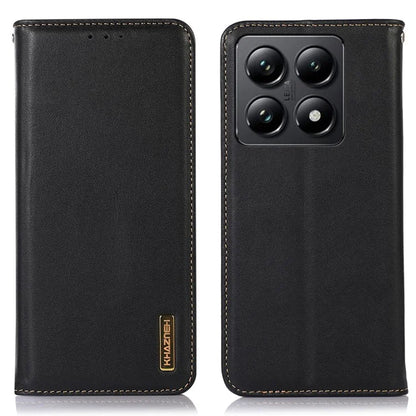 KHAZNEH For Xiaomi 14T Pro Case Genuine Cow Leather Wallet Phone Cover Nappa Texture